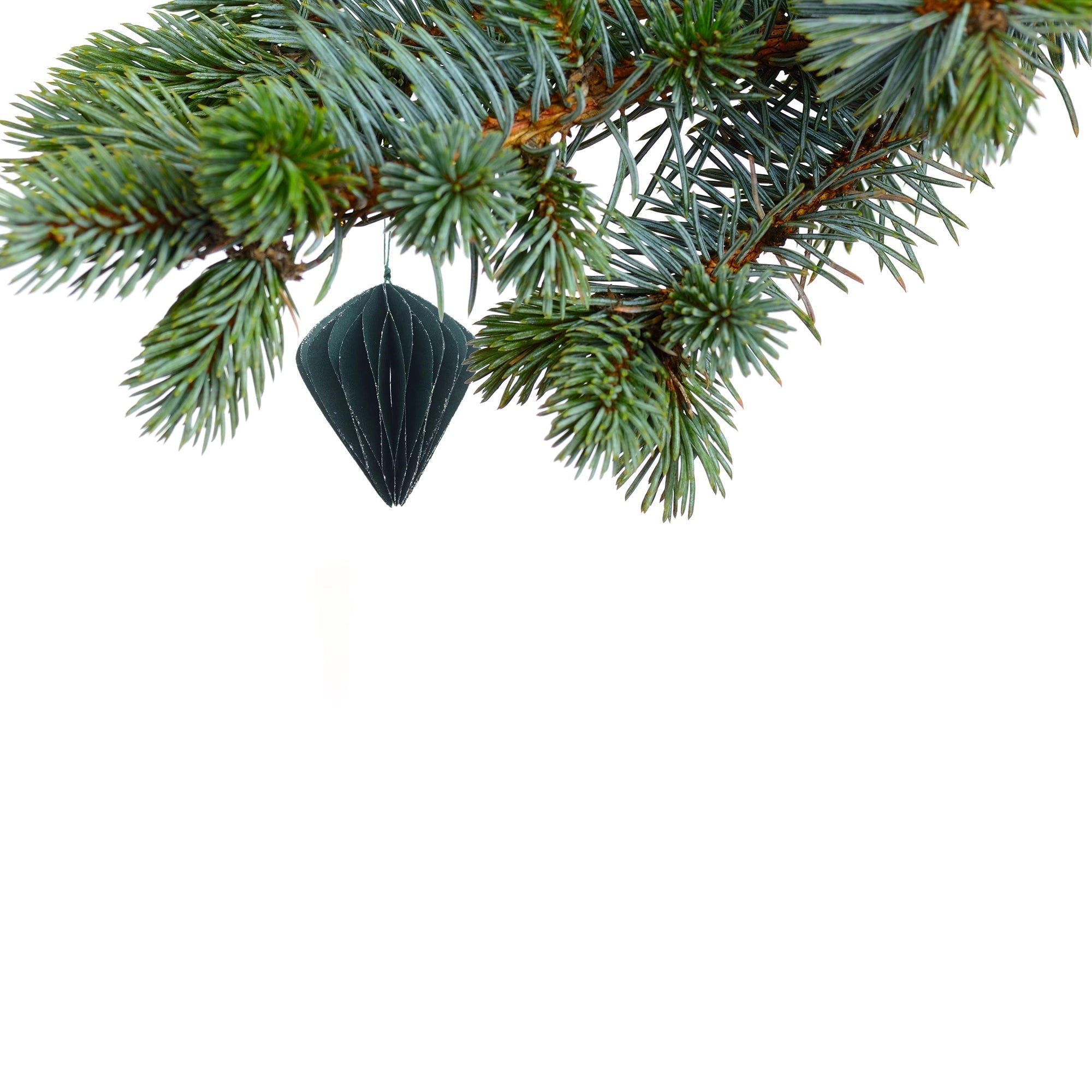 Green Folding Paper Pyramid Ornament Set of 12 – Holiday Tree Decoration