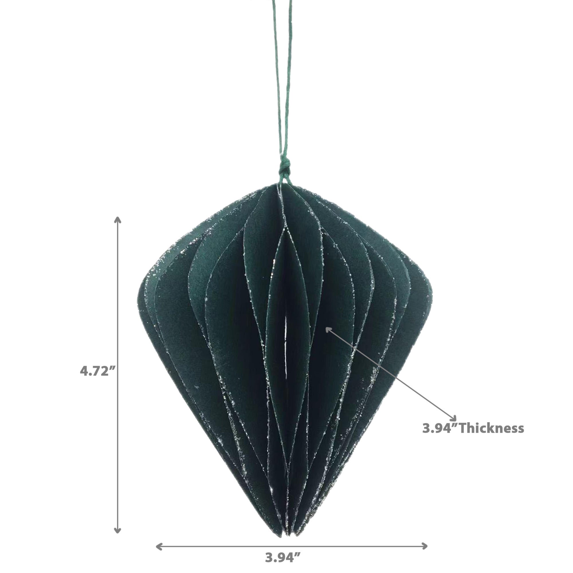 Green Folding Paper Pyramid Ornament Set of 12 – Holiday Tree Decoration