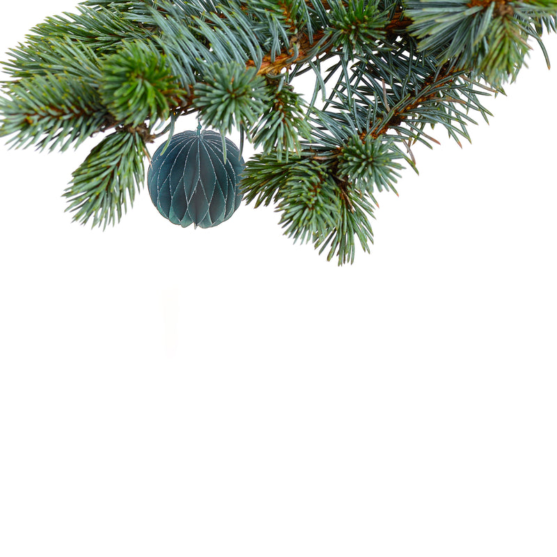 Folding Ball Paper Ornament 3.94" Green - Set of 12