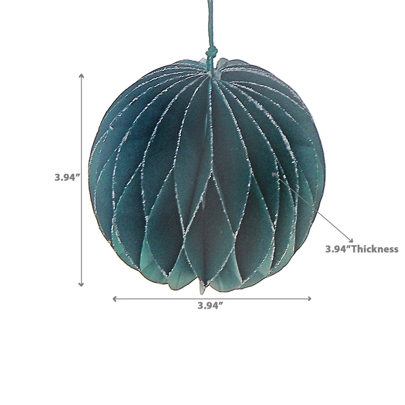 Folding Ball Paper Ornament 3.94" Green - Set of 12
