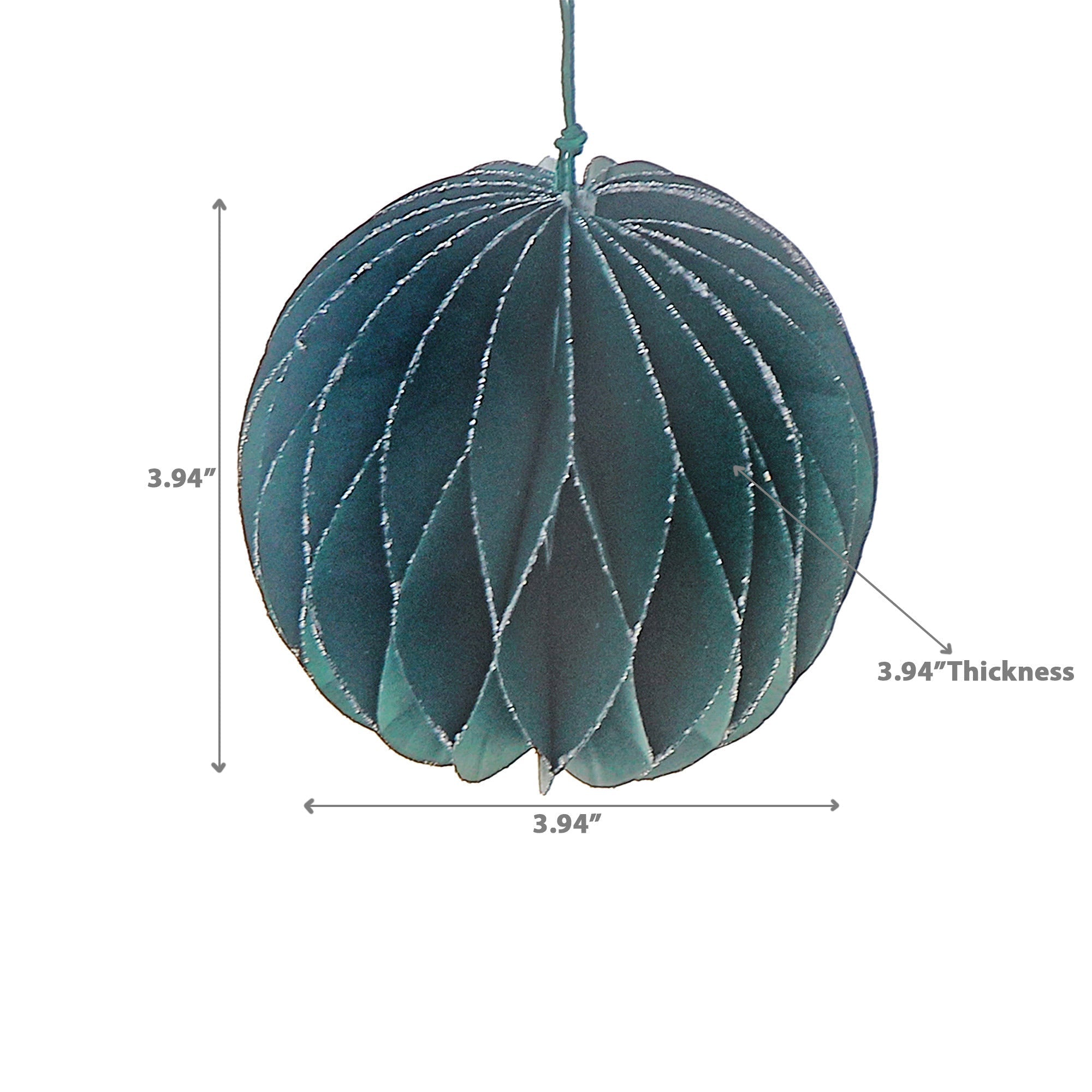 3.94" Green Folding Paper Ball Ornament Set of 12 – Holiday Tree Decoration