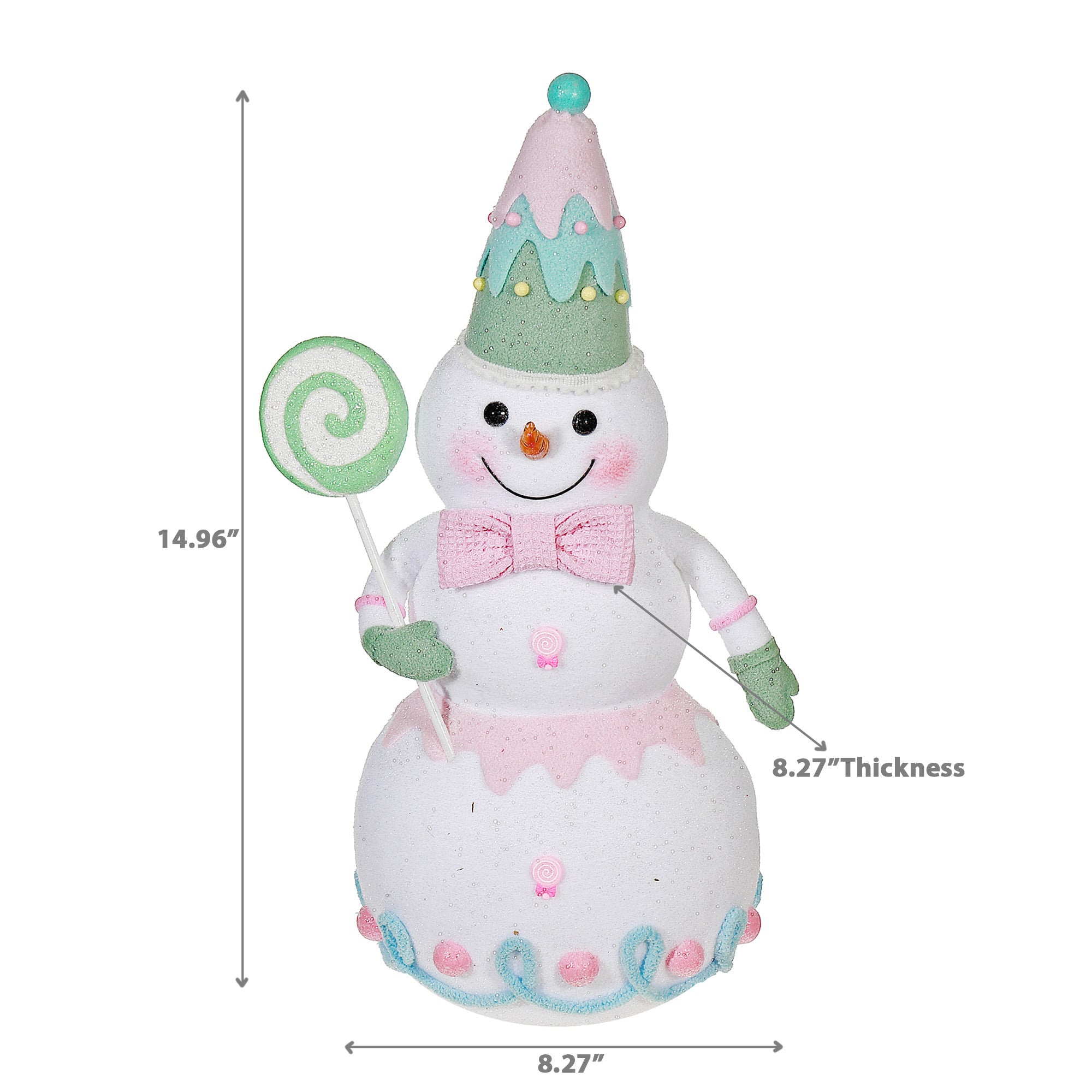 Christmas Snowman Holding Candy Figurine, Holiday Tabletop Decor, Winter Snowman Decoration, Christmas Home Decor Small