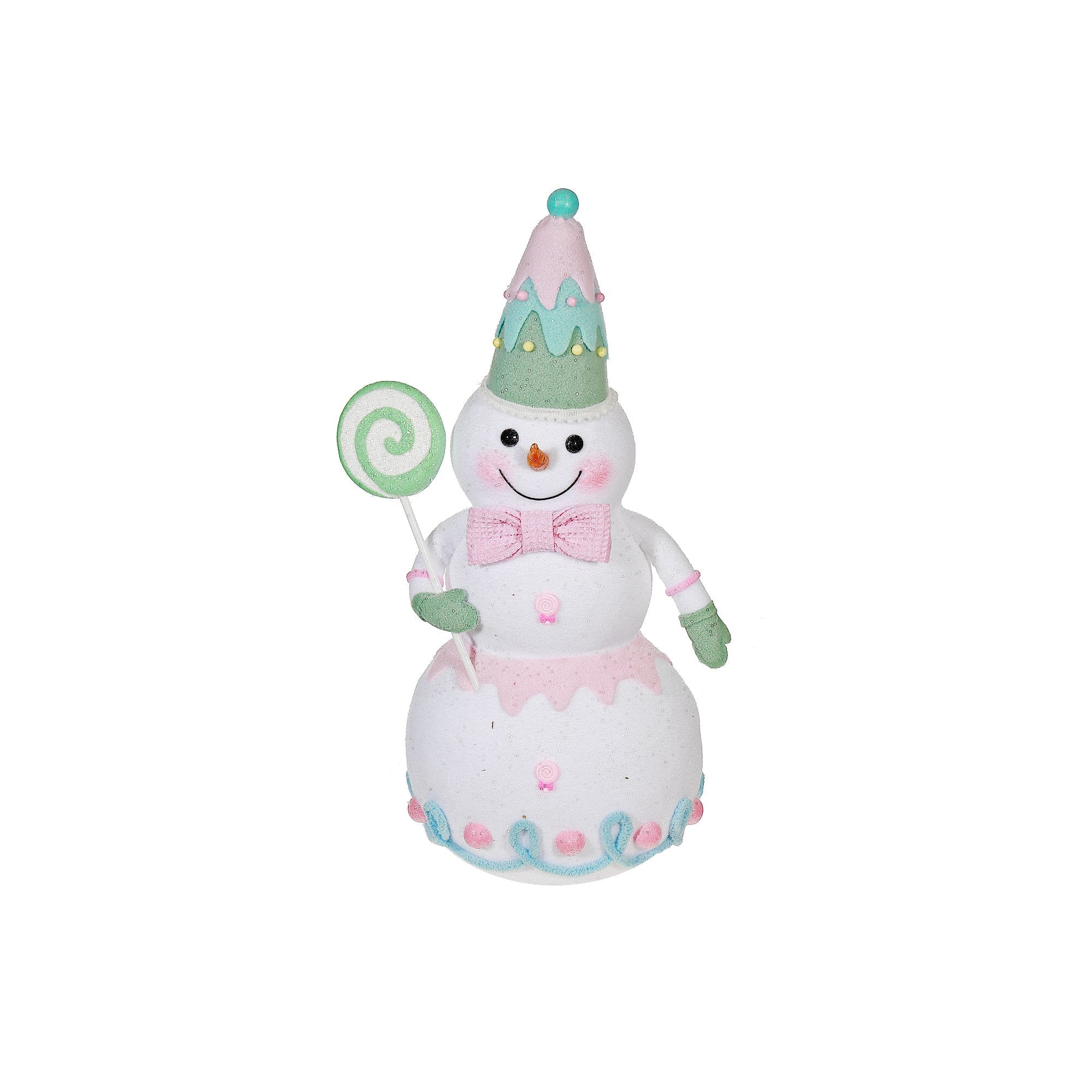 Christmas Snowman Holding Candy Figurine, Holiday Tabletop Decor, Winter Snowman Decoration, Christmas Home Decor Small