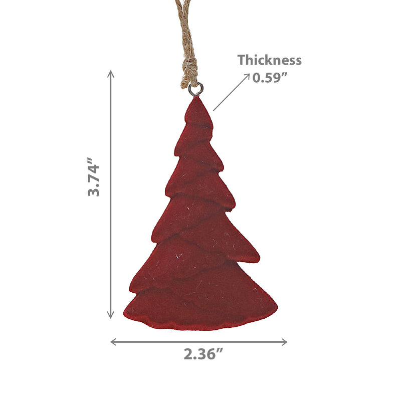 Velvet Flat Tree Ornament - Set of 12