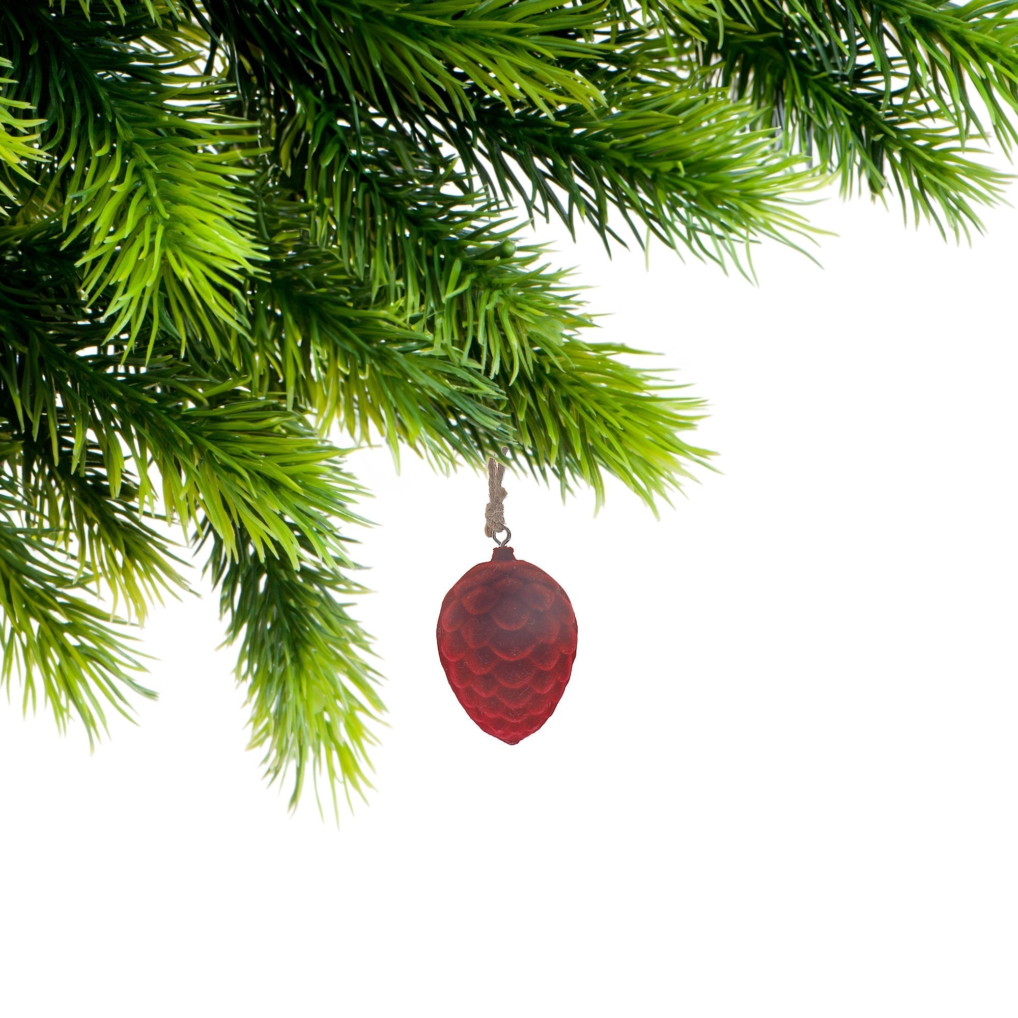 Velvet Pine Cone Christmas Ornaments, Holiday Tree Decorations, Soft Fabric Natural Pinecone Décor, Set of 12