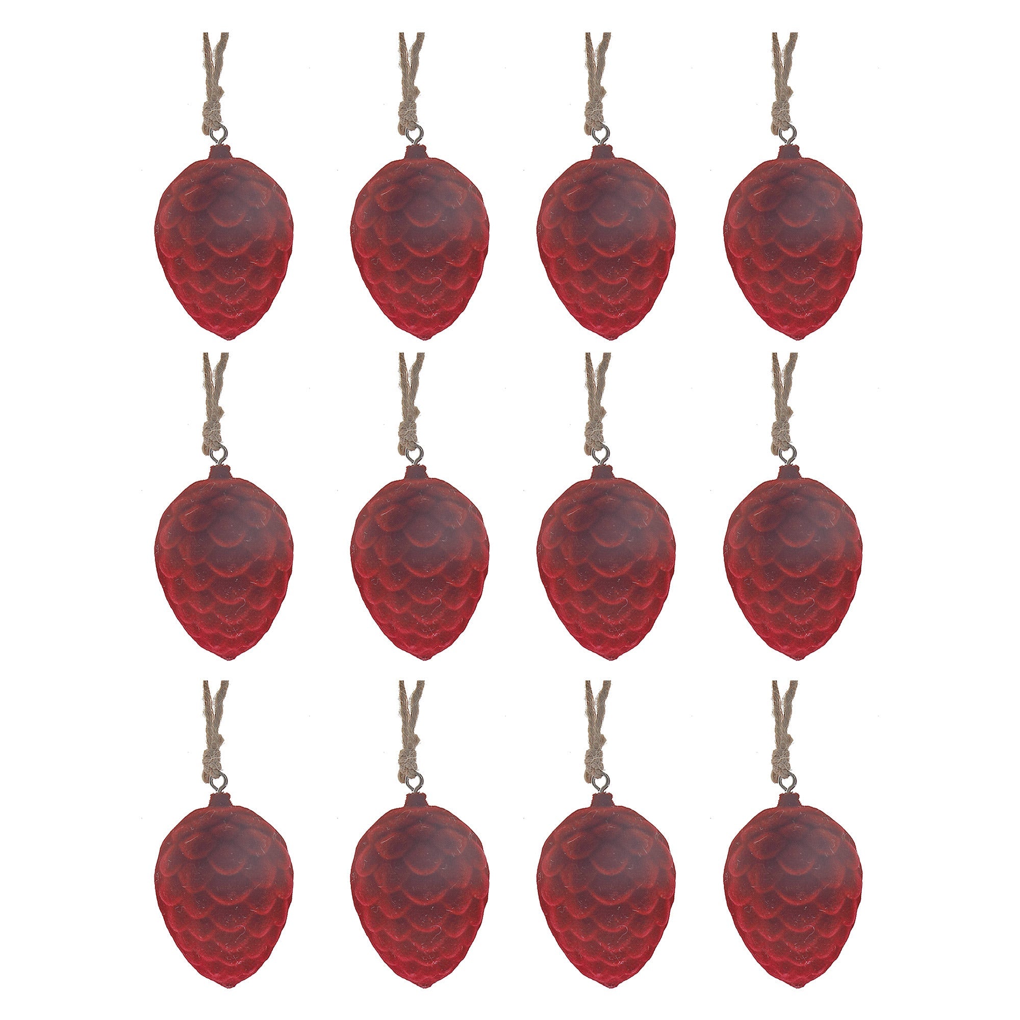Velvet Pine Cone Christmas Ornaments, Holiday Tree Decorations, Soft Fabric Natural Pinecone Décor, Set of 12