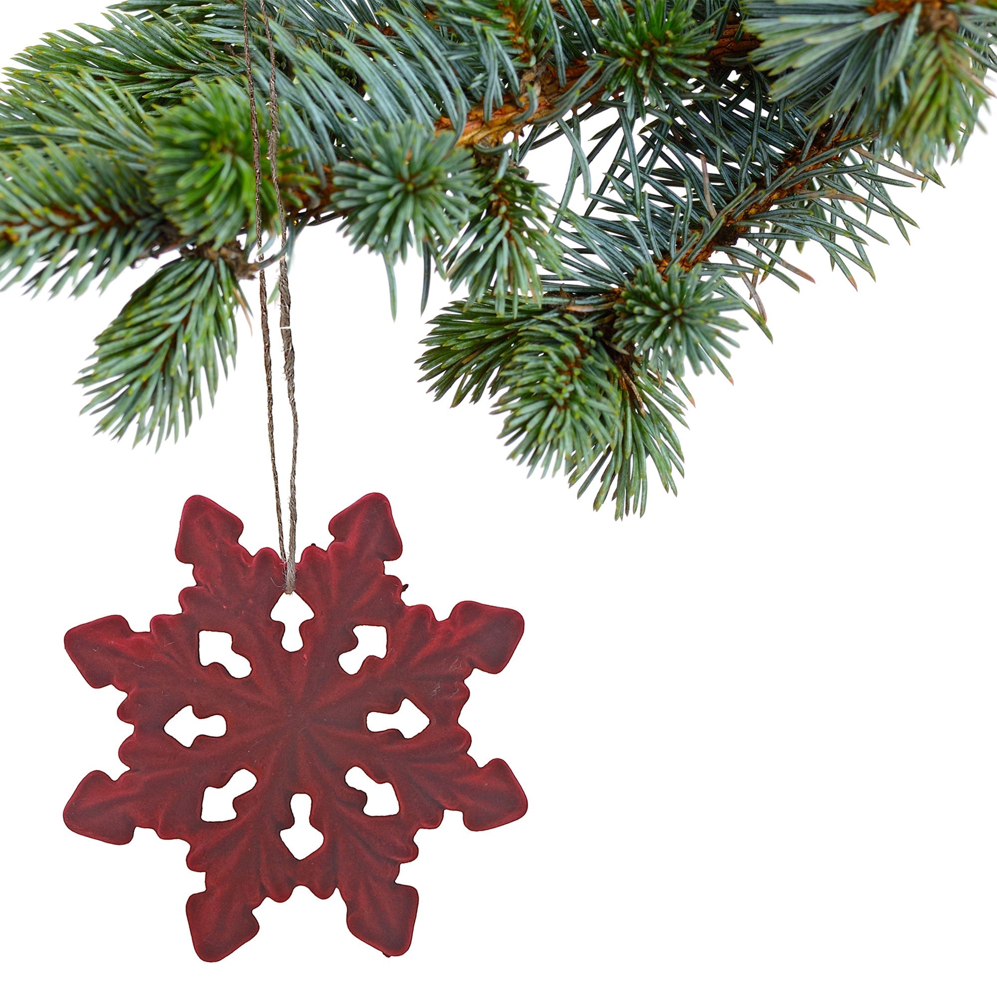 Velvet Snowflake Ornament Set of 6 – Christmas Tree Ornament, Holiday Decoration, Festive Winter Home Accent