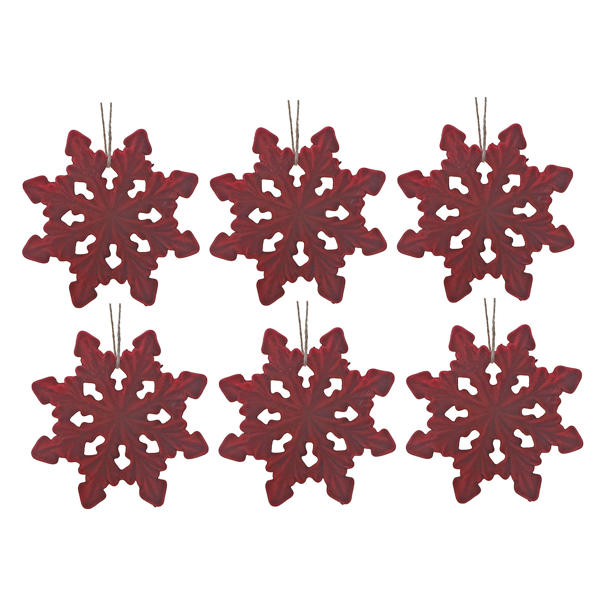 Velvet Snowflake Ornament Set of 6 – Christmas Tree Ornament, Holiday Decoration, Festive Winter Home Accent