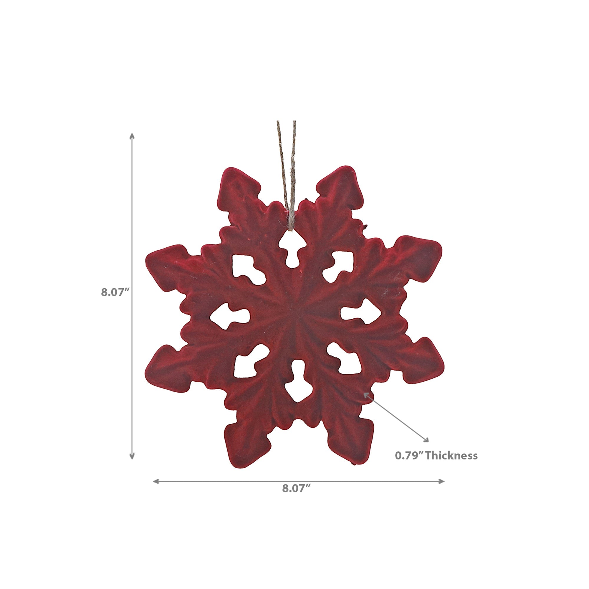 Velvet Snowflake Ornament Set of 6 – Christmas Tree Ornament, Holiday Decoration, Festive Winter Home Accent