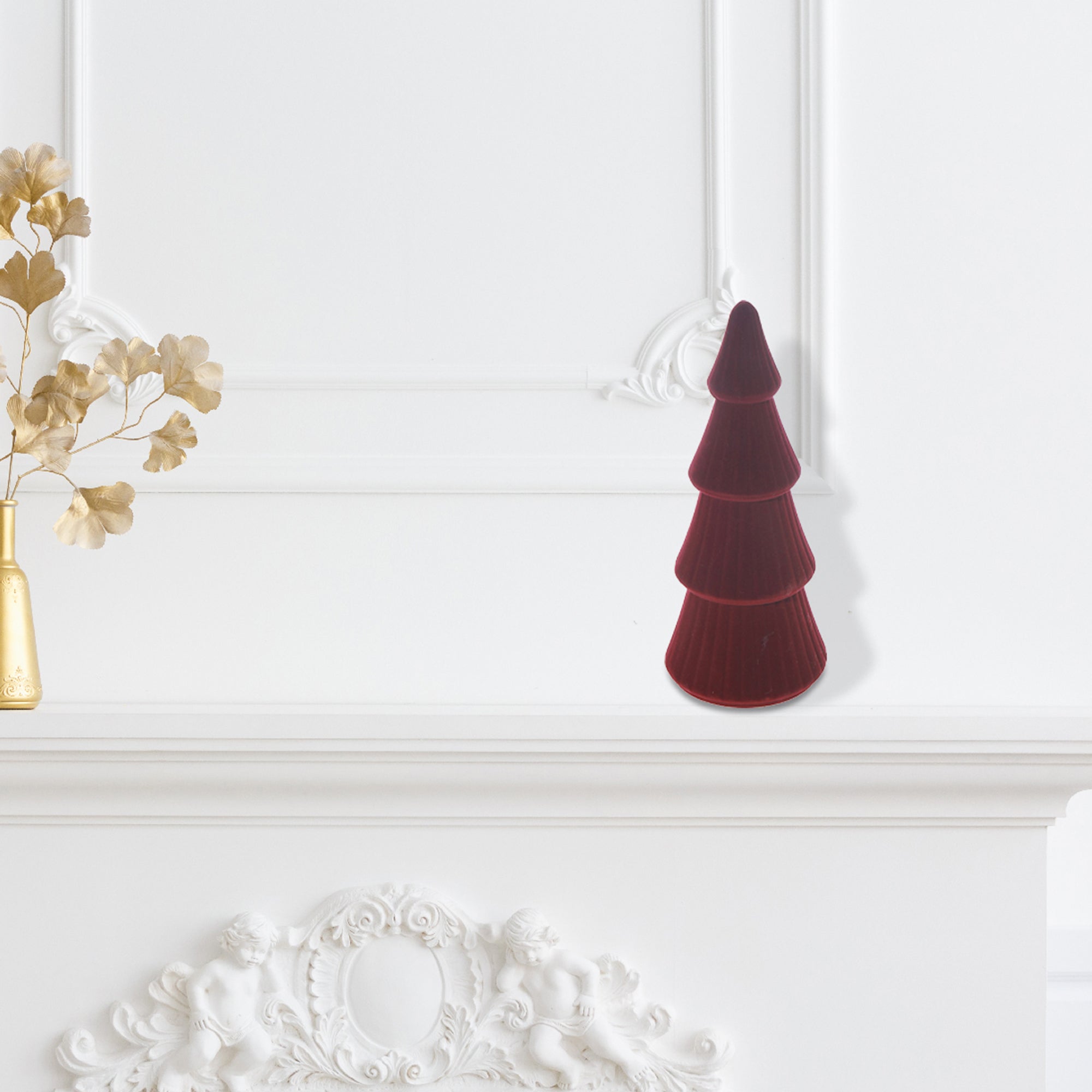 Velvet Christmas Tree Ornaments, Holiday Tree Decorations, Soft Fabric Festive Ornaments, Set of 6