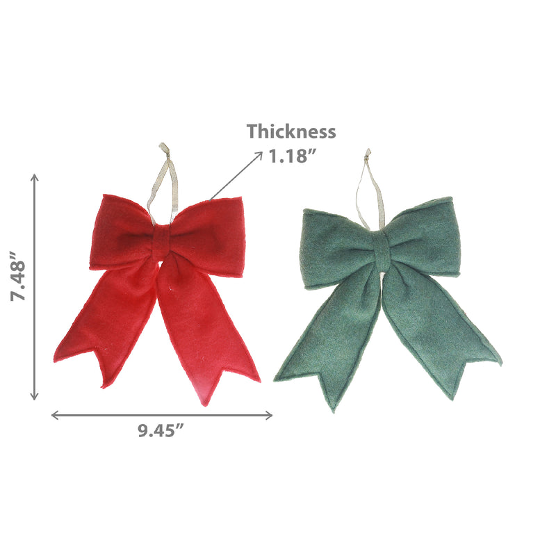 Felt Bow Ornament (Asstd) - Set of 6