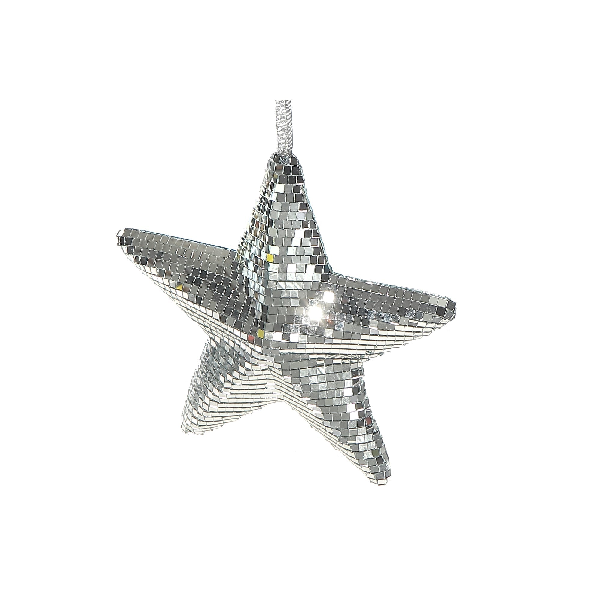 Sparkling Disco Mirror Star Christmas Ornament, Holiday Tree Decoration, Shiny Reflective Star Décor