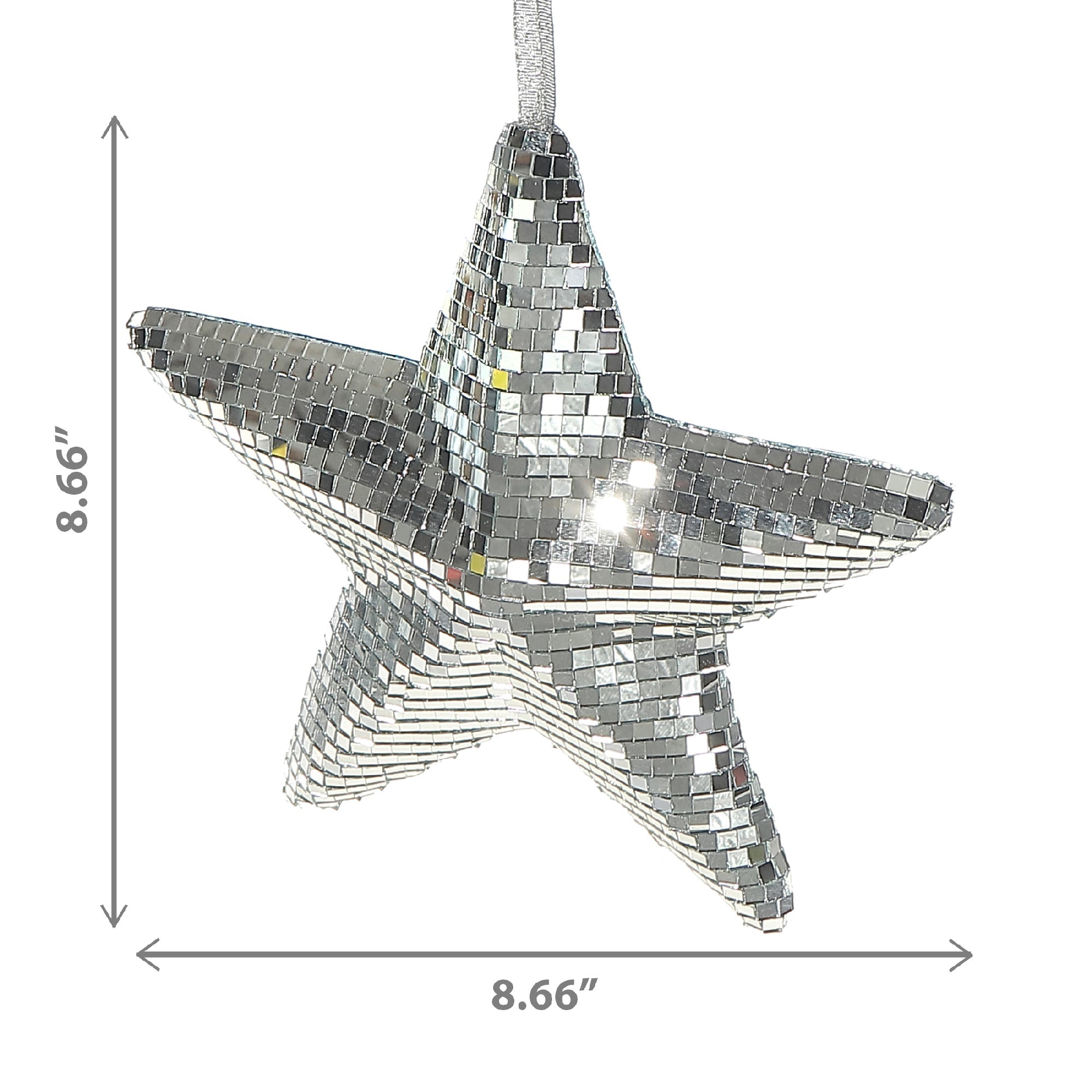 Sparkling Disco Mirror Star Christmas Ornament, Holiday Tree Decoration, Shiny Reflective Star Décor
