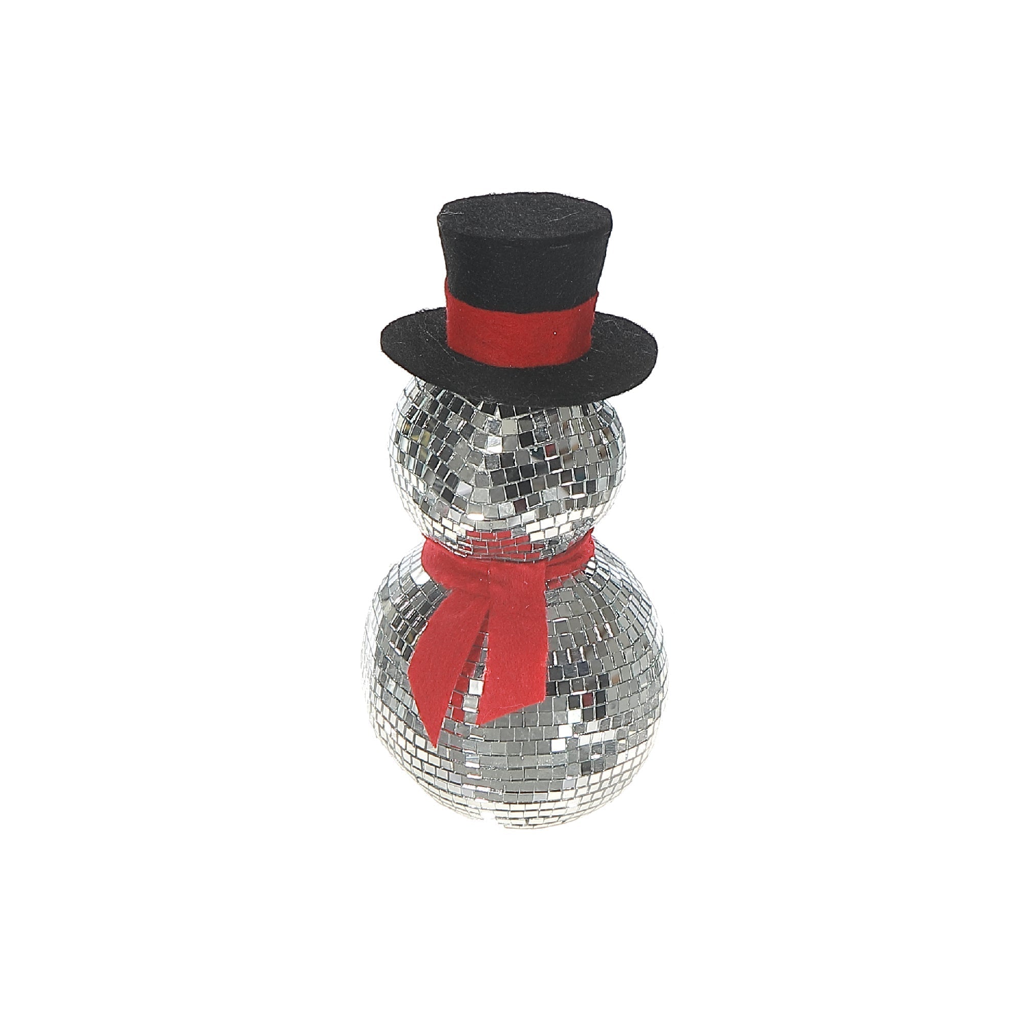 Sparkling Disco Mirror Snowman Decor – Christmas Tabletop Decoration, Holiday Winter Accent, Festive Seasonal Figurine