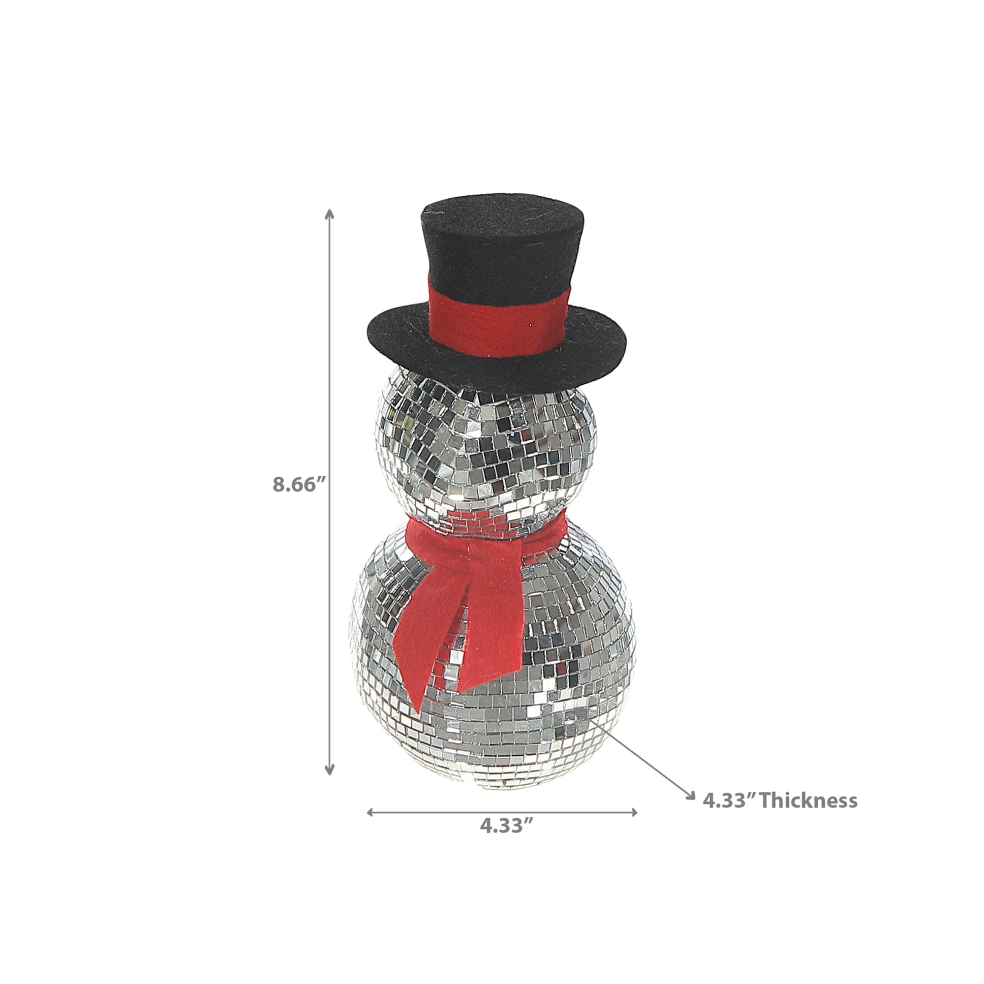 Sparkling Disco Mirror Snowman Decor – Christmas Tabletop Decoration, Holiday Winter Accent, Festive Seasonal Figurine