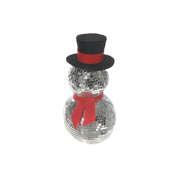 Sparkling Disco Mirror Snowman Décor