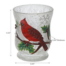 Frosted Holly Berry Cardinal Glass Elegance Vase