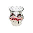 Crackled Glass Candle Holder (Double Snowman)