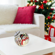 LED Crackled Glass Ornament Decor Double Snowman – Christmas Tree Ornament, Holiday Decoration, Festive Winter Decor