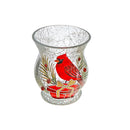 Crackled Glass Candle Holder (Cardinal On Giftbox)
