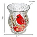 Crackled Glass Candle Holder (Cardinal On Giftbox)