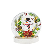 LED Round Crackled Glass on Base Snowman on Wreath, Christmas, Wreath, Holiday Decor