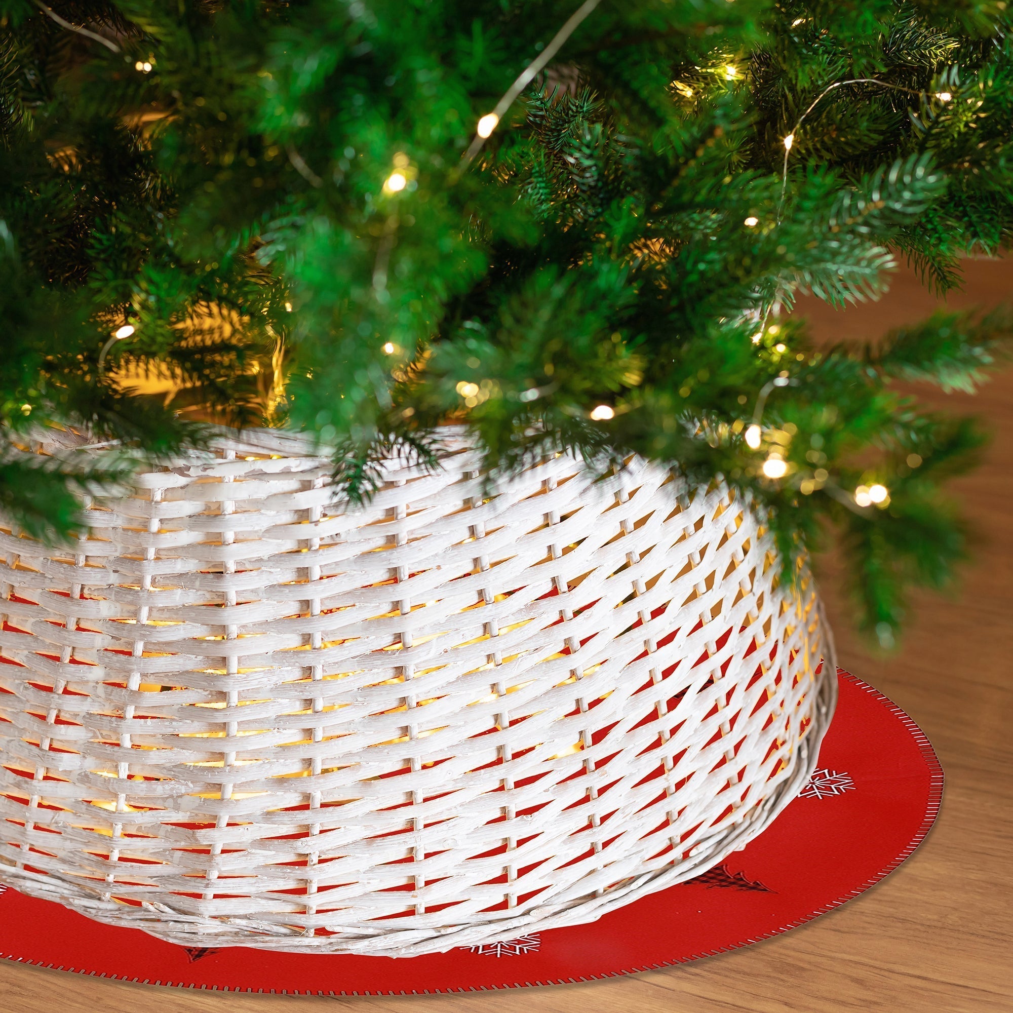 Felt Christmas Tree Skirt Set of 2 – Holiday Tree Base Cover, Christmas Decor