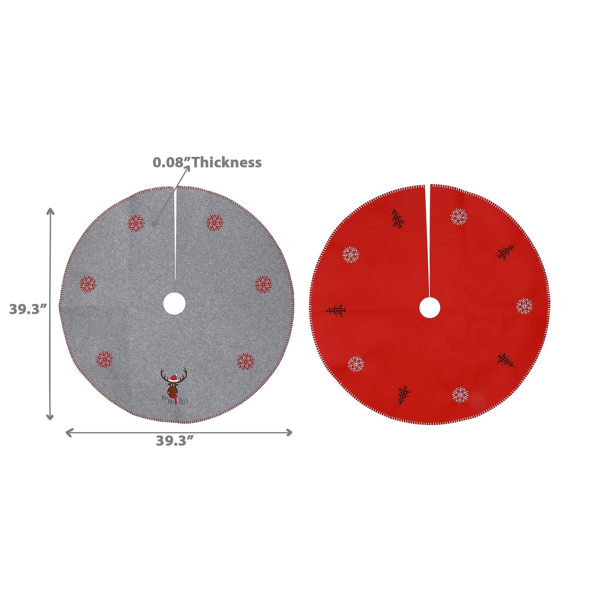Felt Christmas Tree Skirt Set of 2 – Holiday Tree Base Cover, Christmas Decor