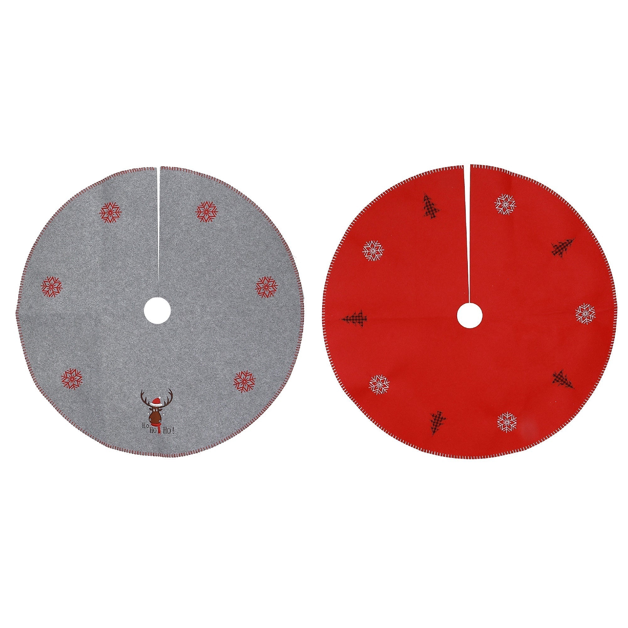 Felt Christmas Tree Skirt Set of 2 – Holiday Tree Base Cover, Christmas Decor