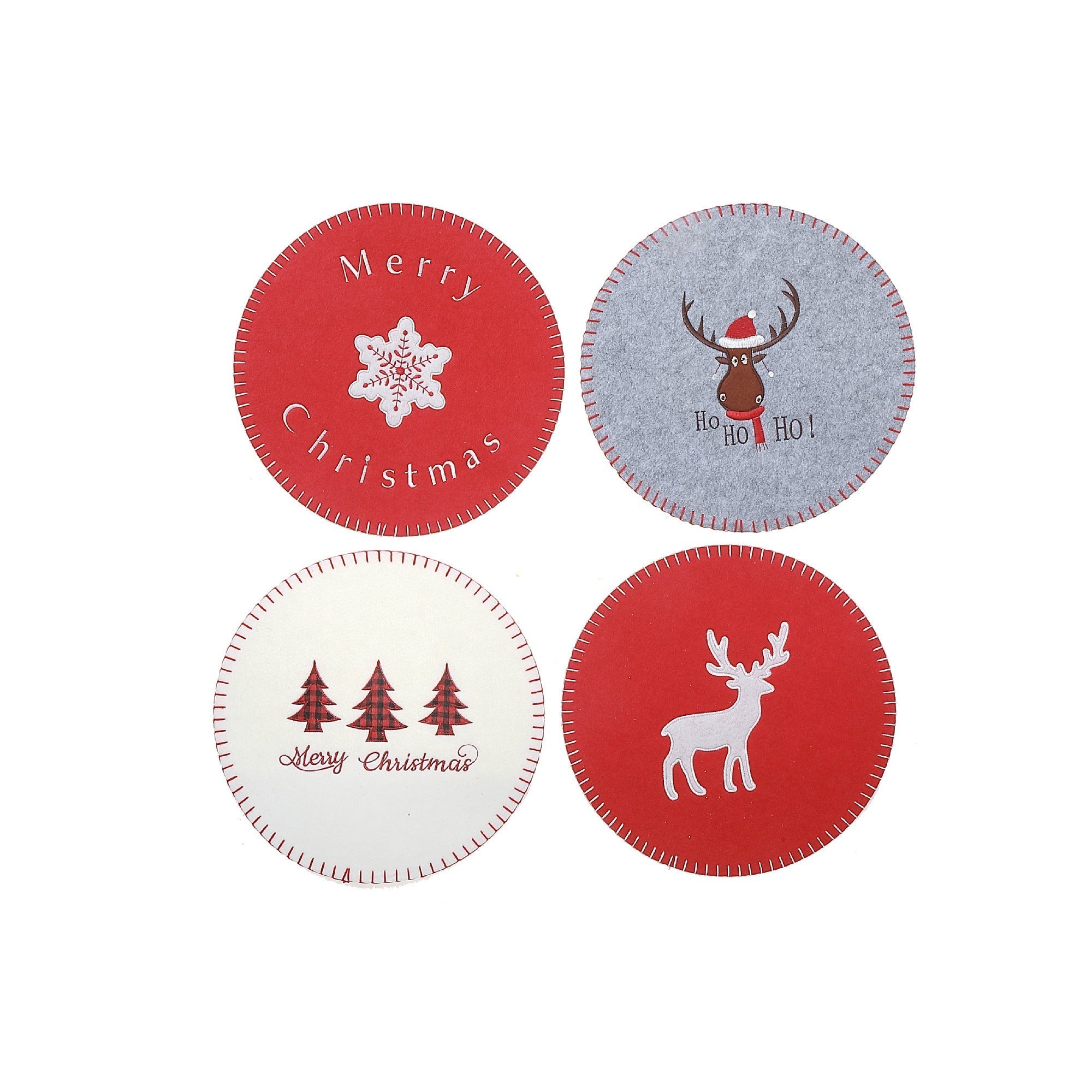 Small Felt Christmas Placemat 11.8" Set of 12 – Holiday Table Decor