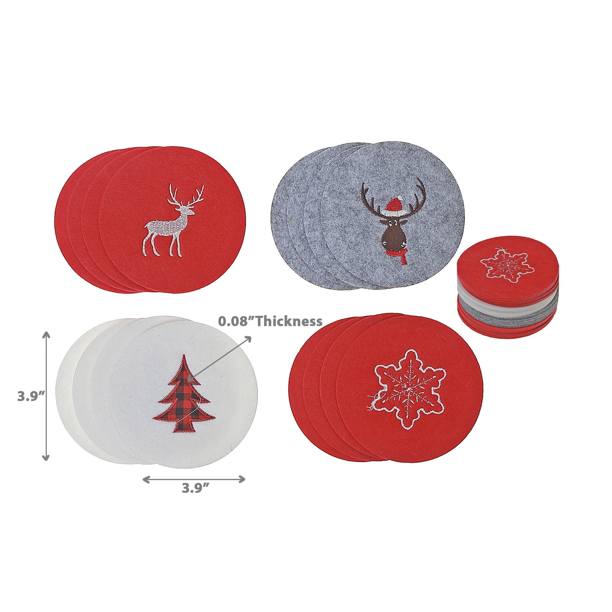 Felt Drink Coaster Set, Table Protection Coasters, Drink Coaster Decor - Set Of 4