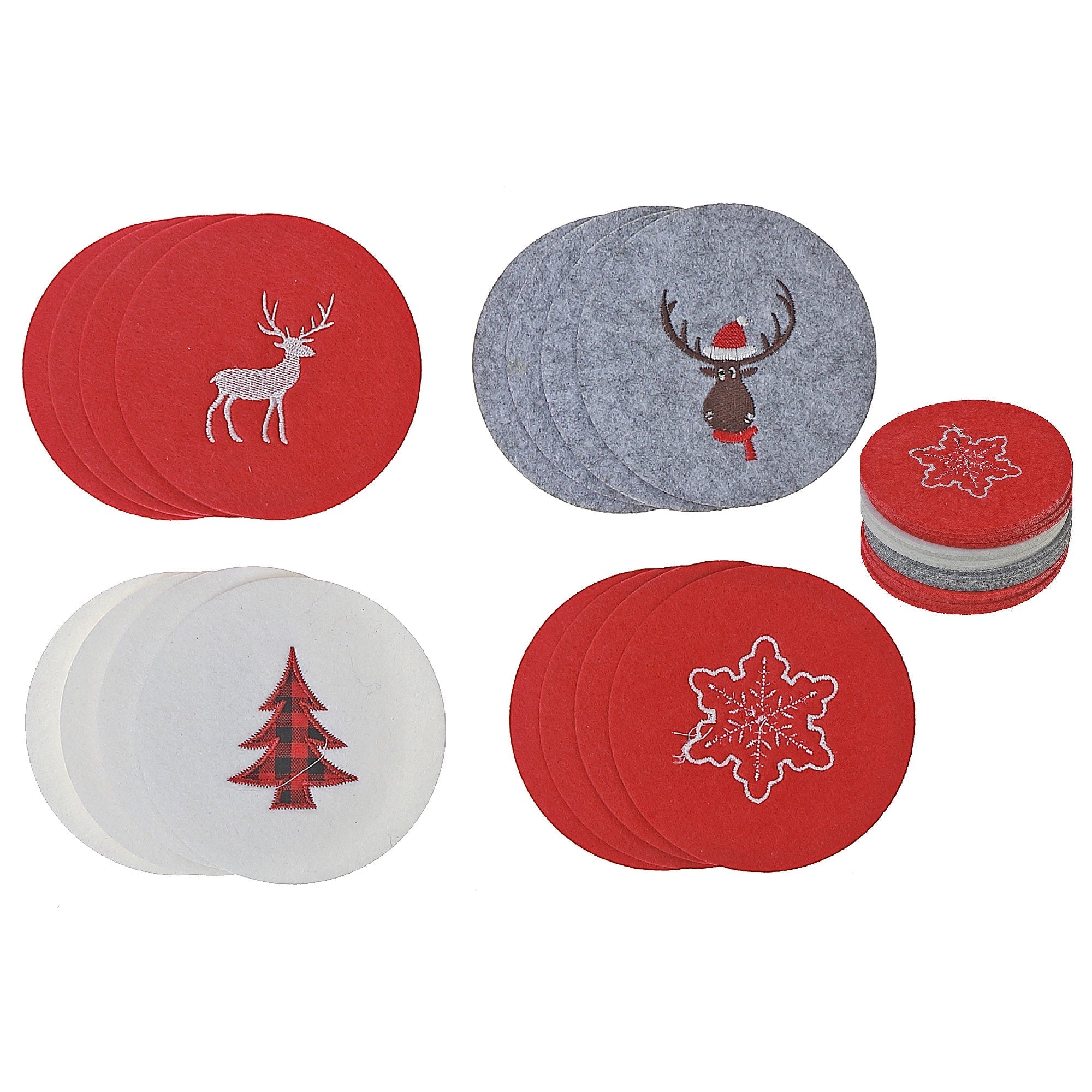Felt Drink Coaster Set, Table Protection Coasters, Drink Coaster Decor - Set Of 4