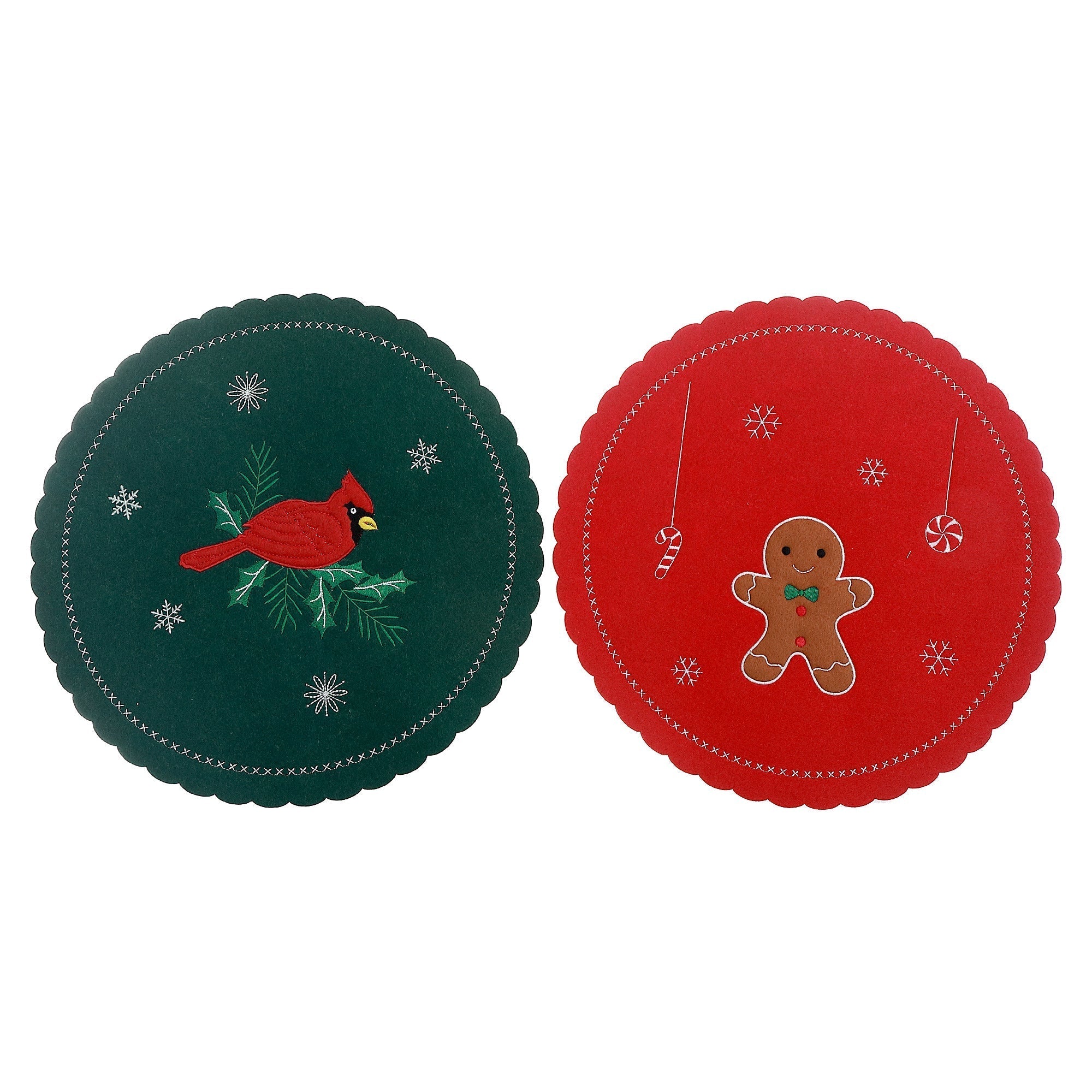 Felt Placemat Set of 4 13.8" Large Assorted – Christmas Table Decor, Holiday Dining Accent, Festive Winter Decoration