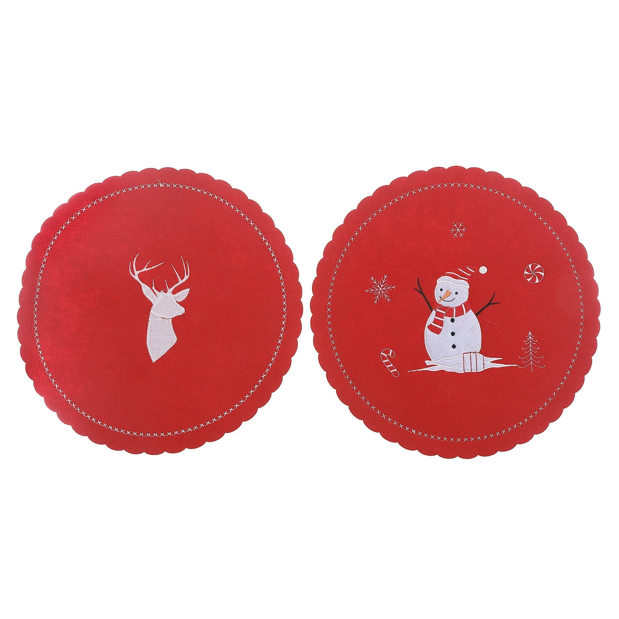 Felt Placemat Set of 4 13.8" Large Assorted – Christmas Table Decor, Holiday Dining Accent, Festive Winter Decoration