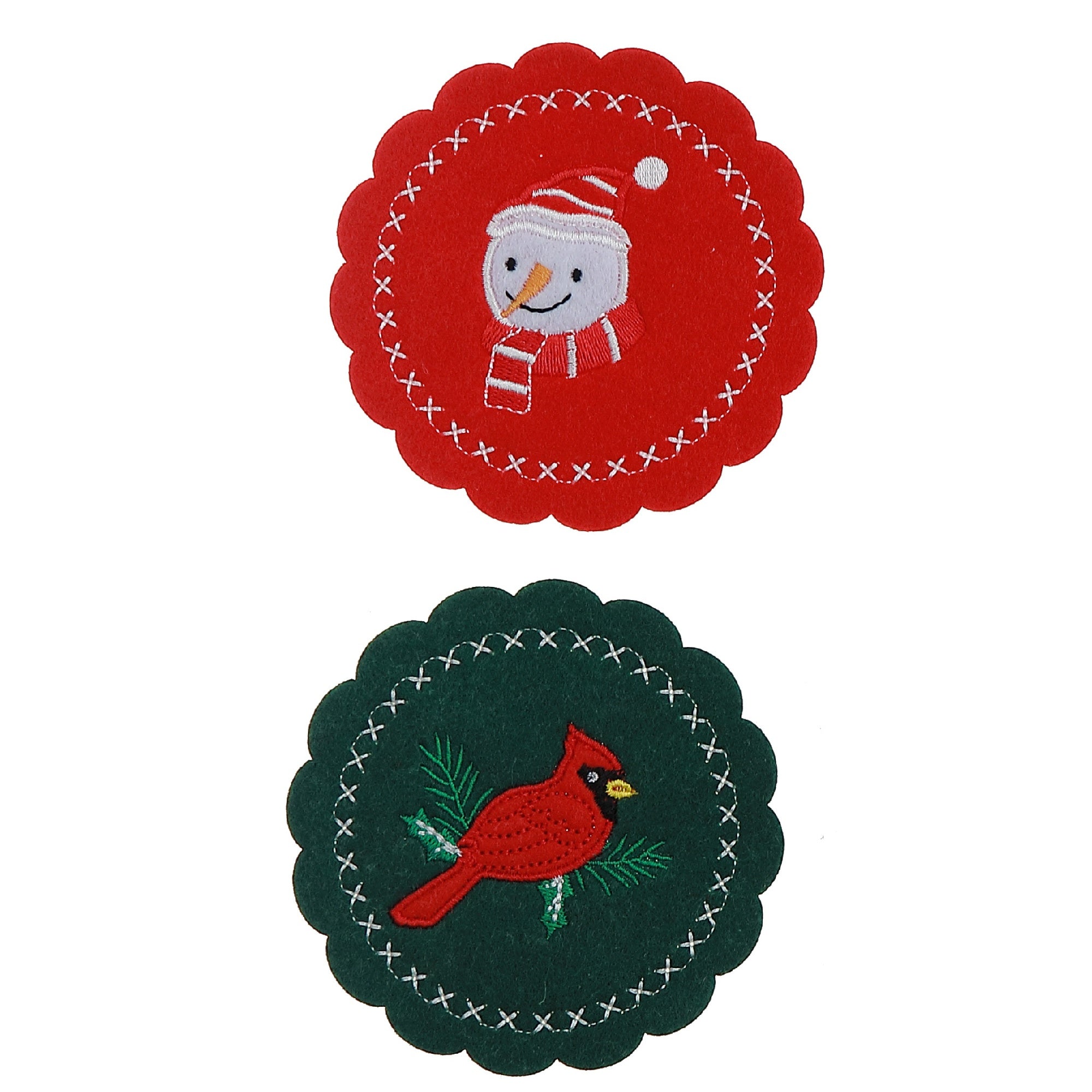 Felt Coaster Set of 4 Assorted Colors, Christmas Coasters, Holiday Table Decor, Festive Drinkware