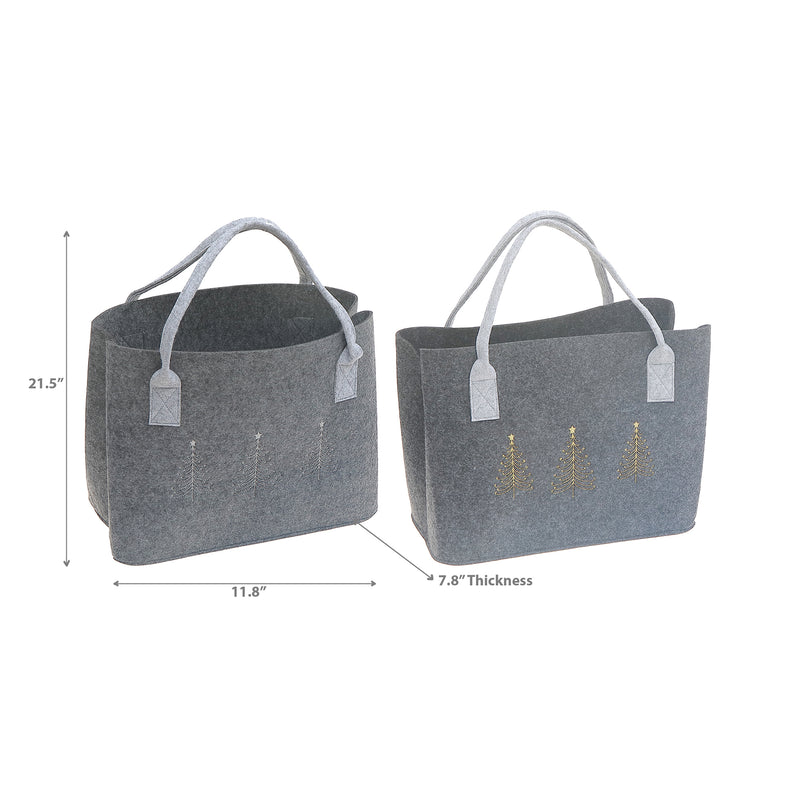 Felt Gift Bag Pine Tree (Asstd) - Set of 2