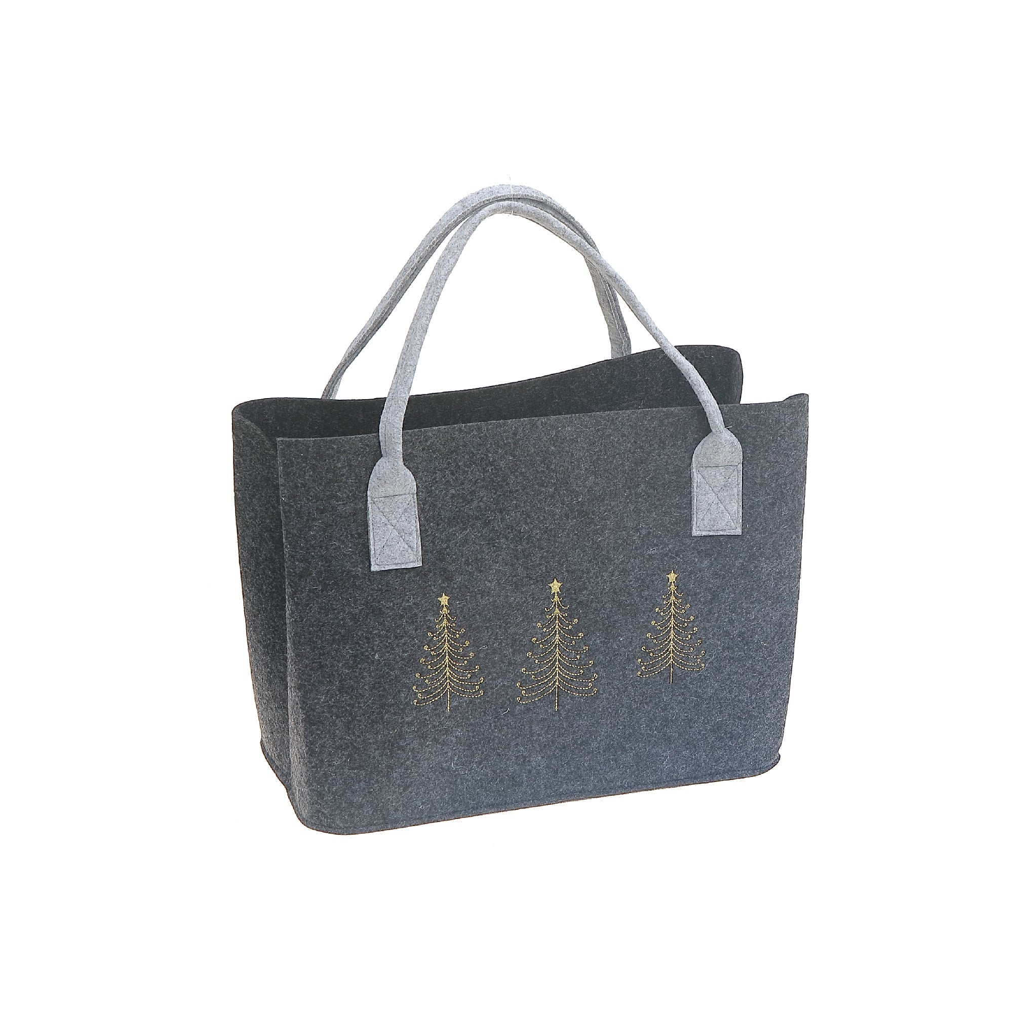 Felt Pine Tree Gift Bags Assorted, Holiday Gift Packaging, Christmas Fabric Gift Bags, Set of 2