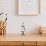 Wire Pine Tree & Star Stand Decor 12.2" – Holiday Table Decoration