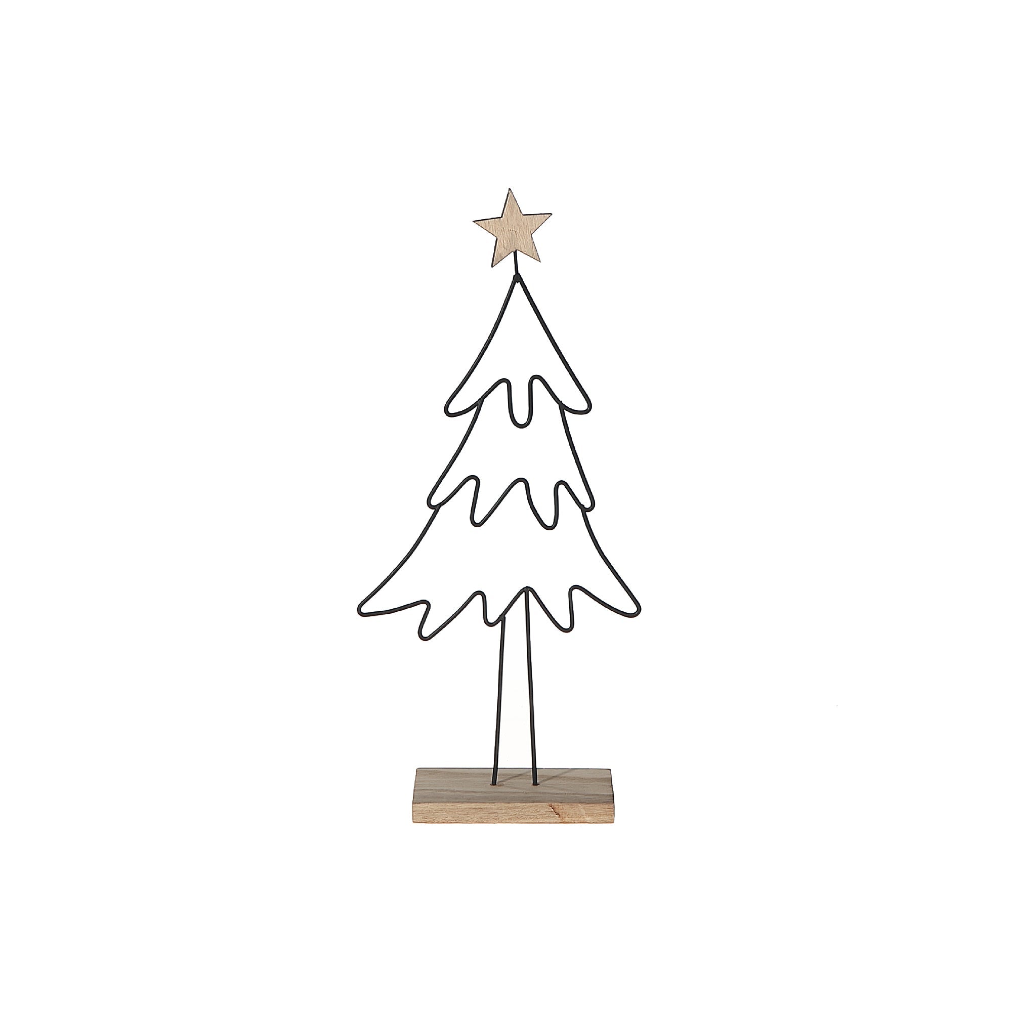 Wire Pine Tree & Star Stand Decor 12.2" – Holiday Table Decoration
