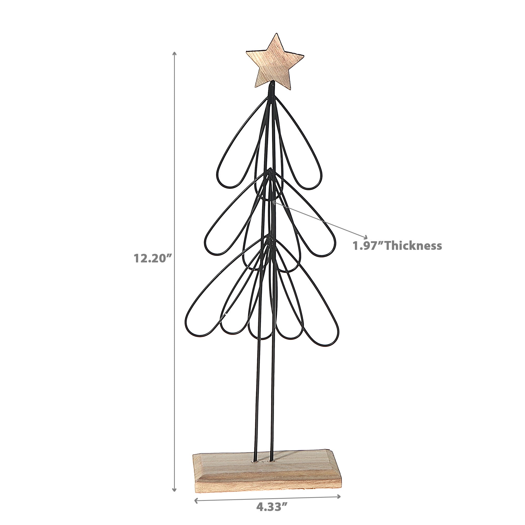 Wire Feather Tree & Star Stand Decor 12.2" – Holiday Table Decoration