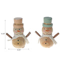 Wooden Snowman With Hat Decor - Set of 2