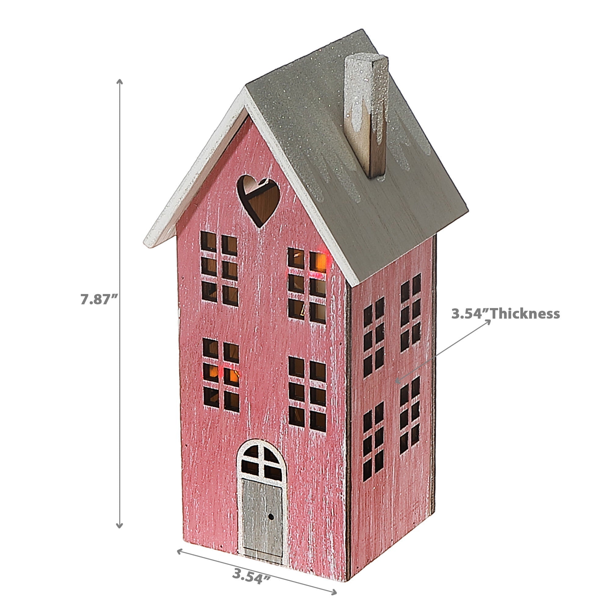 LED Wooden Red House Christmas Decor – Holiday Table Decoration