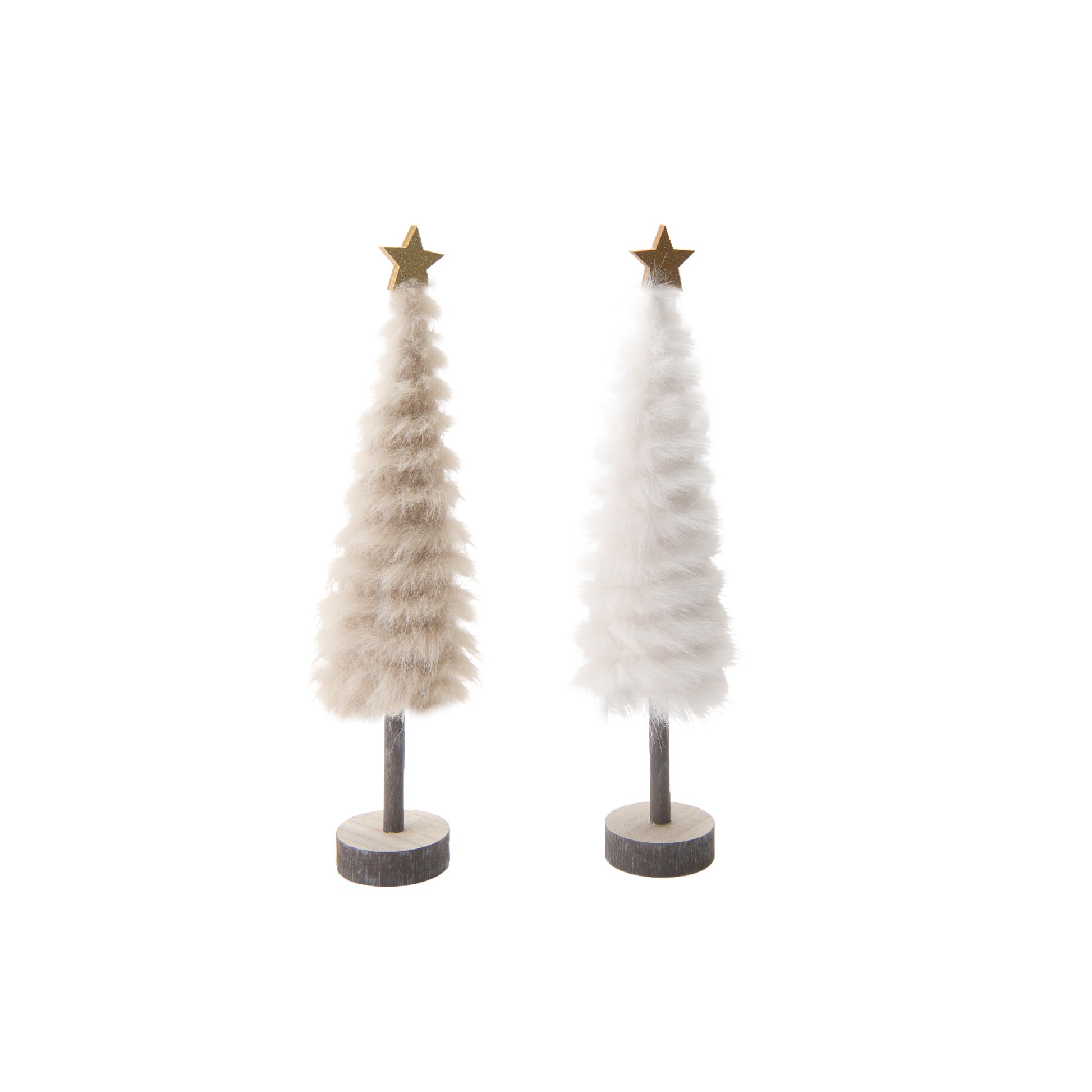 Fur Tree with Gold Star Assorted, Christmas, Holiday Decor- Set of 2