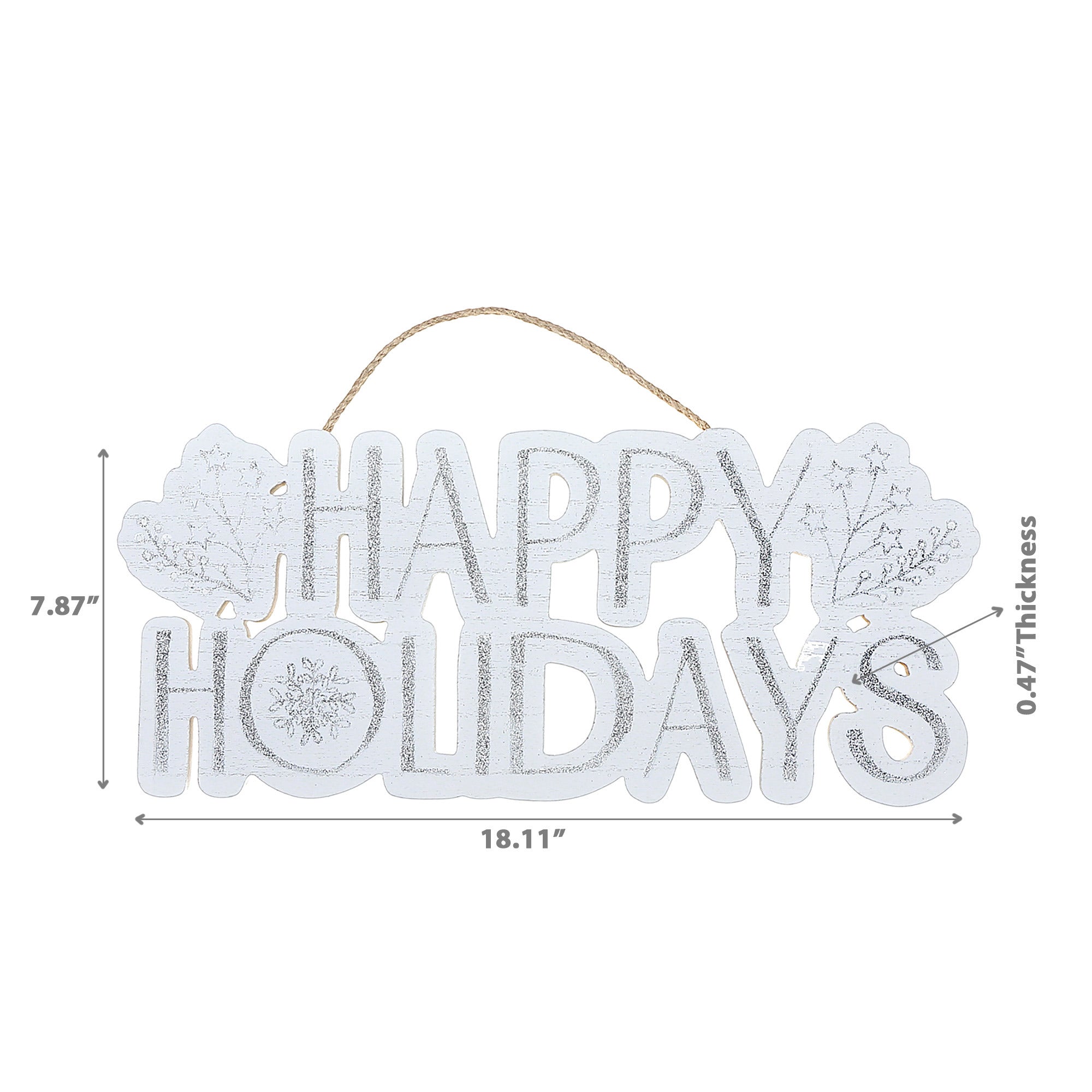 Wooden Happy Holidays Wall Hanger – Christmas Holiday Decor