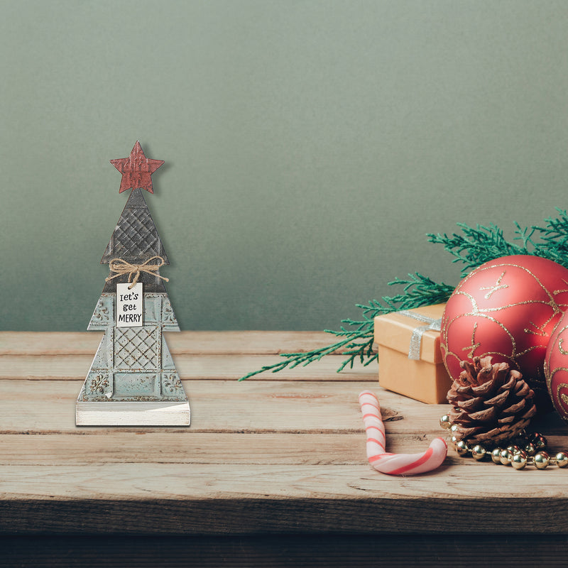 Metal Tree and Star With Wood Base