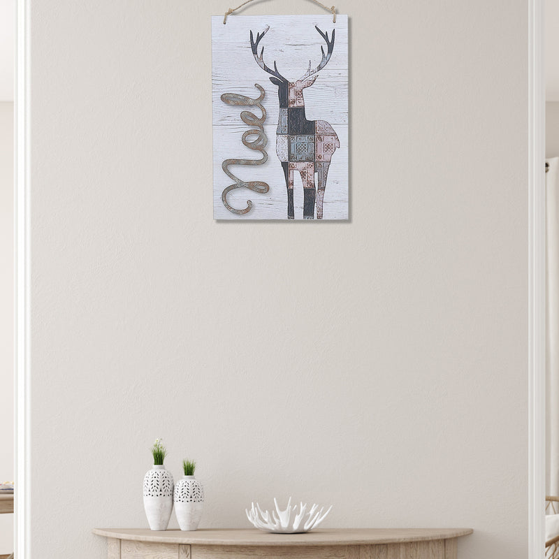 Wooden Wall Decor With Noel Deer