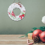 Wooden Wreath Cardinal Merry Christmas Hanger – Holiday Wall Decor