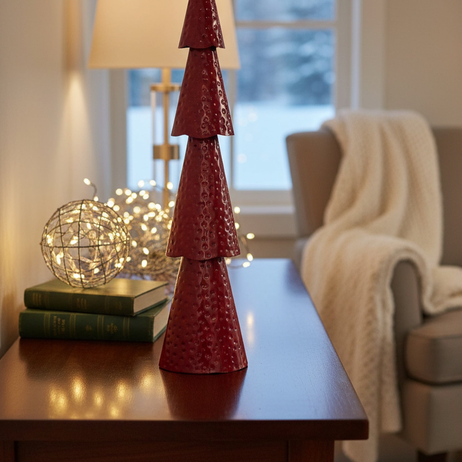 4 Tiered Red Metal Christmas Tree, Christmas, Holiday Decor
