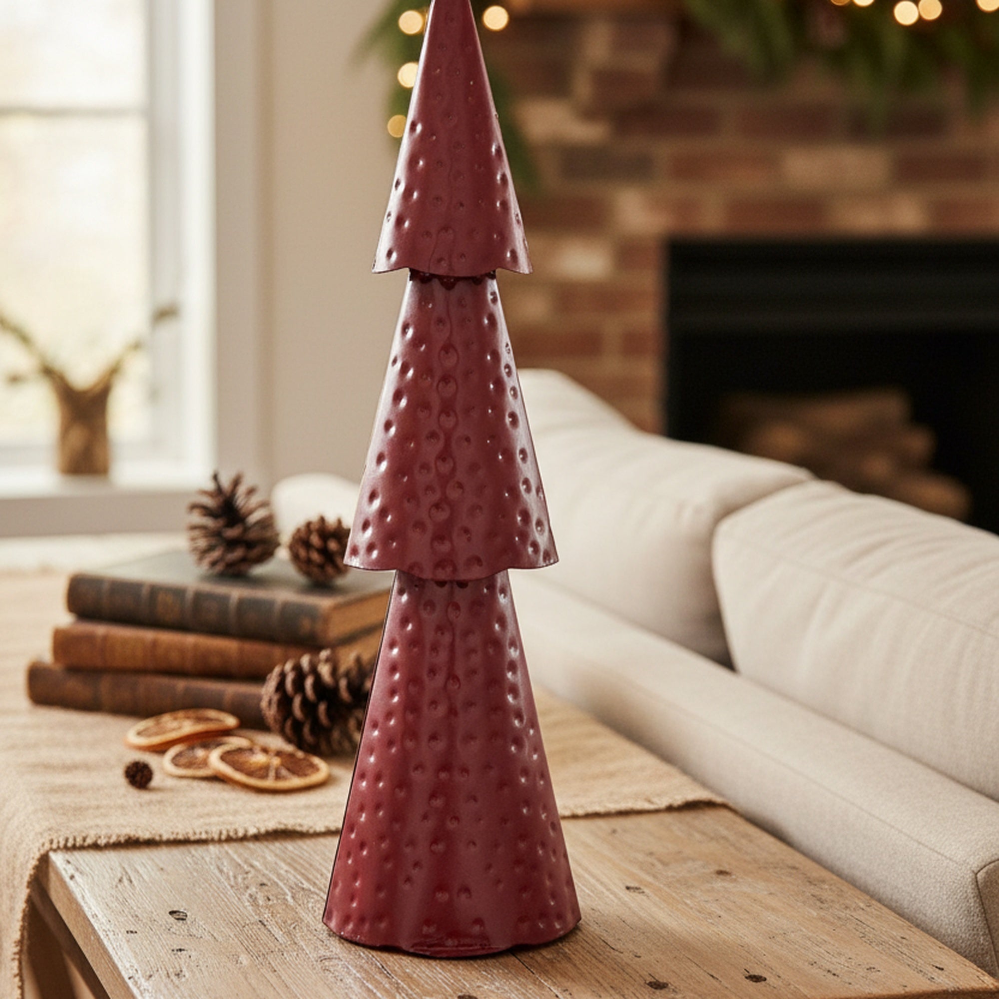 3 Tiered Red Metal Christmas Tree, Christmas, Holiday Decor