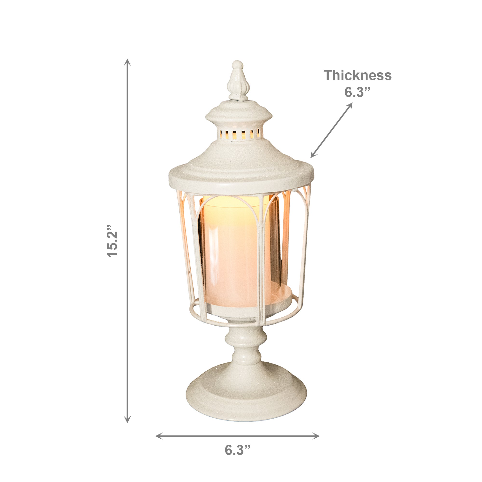 White Glitter Metal Lantern Candle Holder, Candle Holder, Holiday Decor